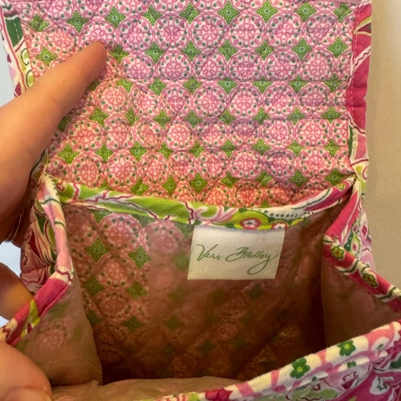 Vera Bradley Pink & Green Quilted Bag pinwheel pattern. - Picture 8 of 9